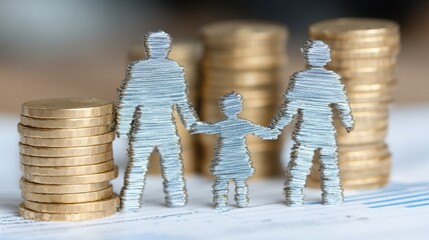 Family monthly cash allocation pie chart concept illustrating effective budgeting for household financial management