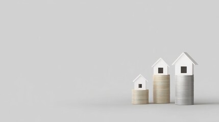 Family home budget breakdown: illustrative design featuring house and stack of coins highlighting financial allocation