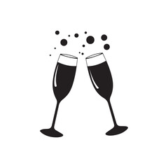 Elegant Champagne Toast Glasses Silhouette