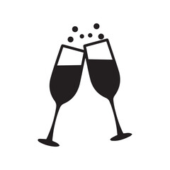Champagne Glasses Splash Silhouette Celebration Icon
