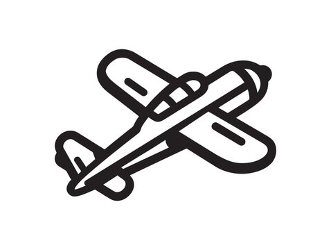 Modern aviation plane icon rendered in minimalist 2D vector line art style