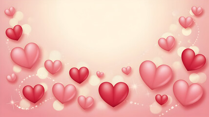 Floating red hearts on a soft pink gradient background for valentine s day
