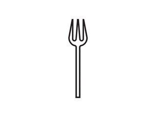 Simple Three Tine Fork Icon 2D Vector Line Art Isolated Object for Restaurant Menu Design