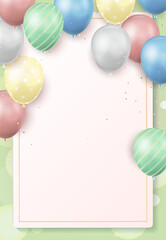 Pastel Balloon Background for Spring Events, Birthday Greeting, Kids Celebration and Festive Designs