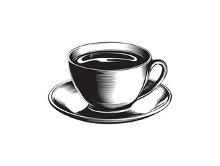 Steaming Coffee Cup with Solid Black Liquid Inside 2D Vector Style Modern Flat Illustration