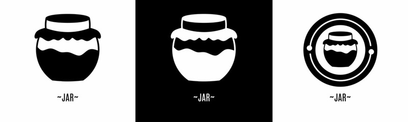 Jar logo set. Collection of black and white logos. Stock vector.