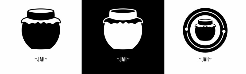Jar logo set. Collection of black and white logos. Stock vector.