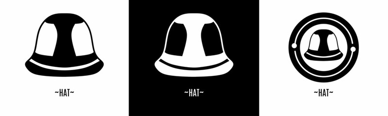 Hat logo set. Collection of black and white logos. Stock vector.