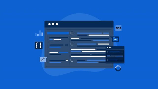 Coding animation with css, and javascript icons for streamlined web development. Perfect for tech presentations, software tutorials, website design.