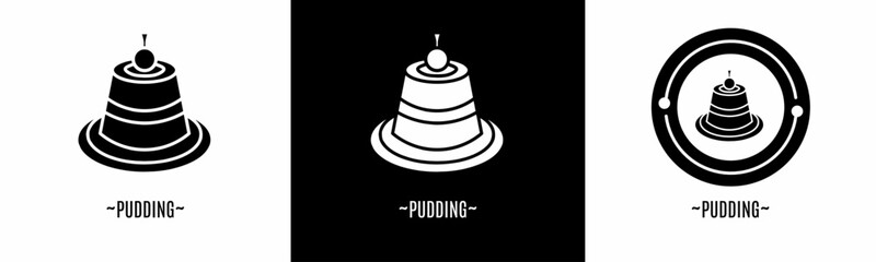 Pudding logo set. Collection of black logos. Stock vector.