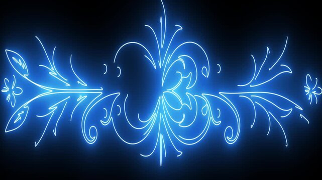 Abstract floral pattern vector illustration with blue wave curves, winter snowflake, and nature ornament decoration