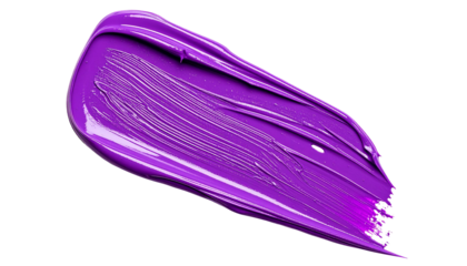 textured abstract violet color paint stroke isolated on transparent background, png