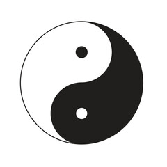 Black and white yin yang symbol on white background.Symbol of balance and harmony.Sign, symbol, icon and logo isolated.Taoism Chinese Religion.Meditation, karma and buddhism.Vector illustration.