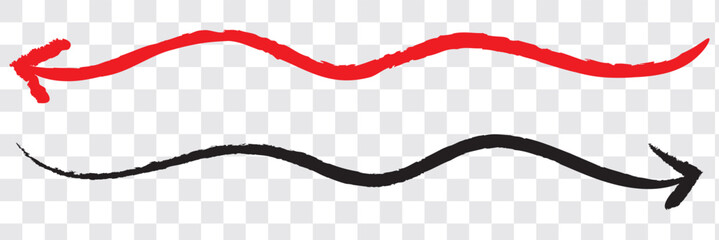 Hand drawn black arrow pointing right direction brush painted stroke vector illustration design element graphic resource transparent background artistic handmade curved