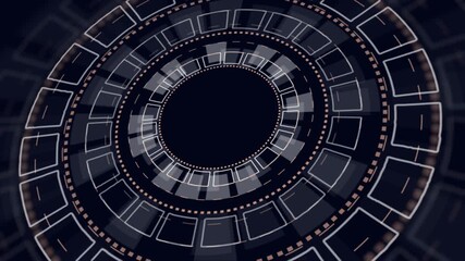 White HUD Circle User interface on isolated black background. Target searching scope and scanning element theme. Digital UI and Sci-fi circular.