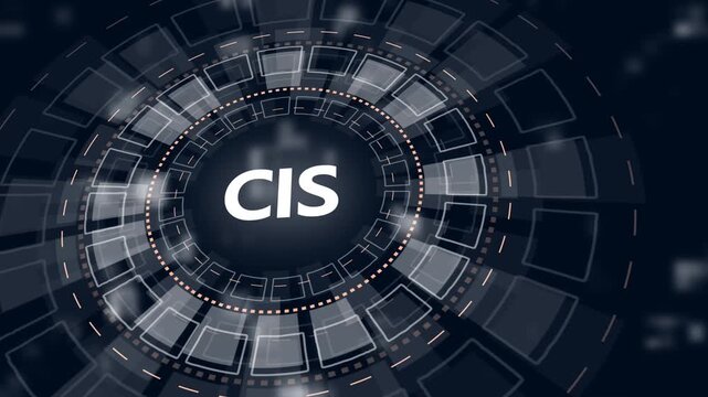 CIS concept with global network and business icons.Digital technology background.