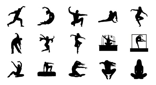 Dancers Performing Various Silhouette Positions and Moves - Powered by Adobe
