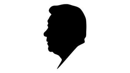 china man portrait, black isolated silhouette