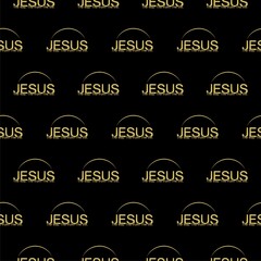 Obraz premium Jesus seamless pattern isolated on black background