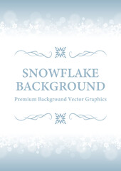 淡いブルーの雪の結晶が飾る冬の縦型背景フレーム（スノーフレークデザイン）| ベクター素材 カード コピースペース