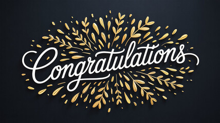 Elegant congratulations with golden sparkle and leaves