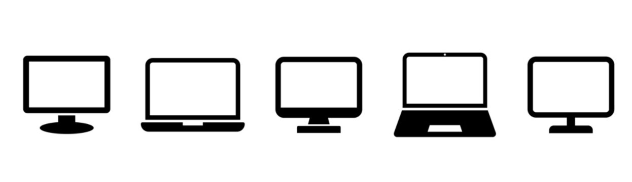 Laptop, monitor pc icon symbol on white background. Computer icon logo