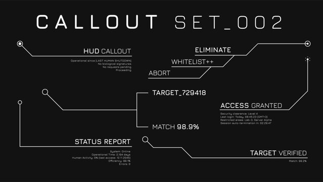 Callout Hud Collection Of Thin Line Boxes For Data Display