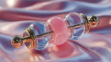 Jade roller floating above soft pink background skincare beauty tool pastel cosmetic facial massage wellness product beauty routine skincare instrument facial care beauty accessory generated AI