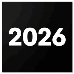 Bold white 2026 year text on a textured black backdrop, perfect for futuristic concepts, event announcements, and innovative design projects