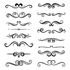 Obraz premium Set of Elegant Calligraphic Swirls and Filigree Dividers Ornamental Elements