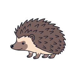 Charming cartoon hedgehog walking with quills on light background  
