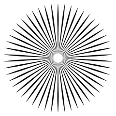 Obraz premium Abstract radial burst pattern minimalist black and white sunburst graphic element for design and decoration EPS vector