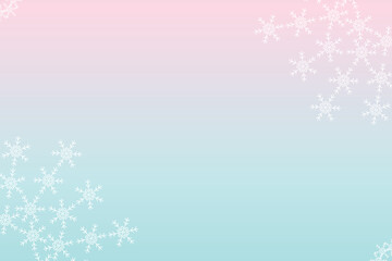 Soft pastel gradient background with delicate white snowflakes in corners perfect for winter holiday invitations and seasonal design EPS vector
