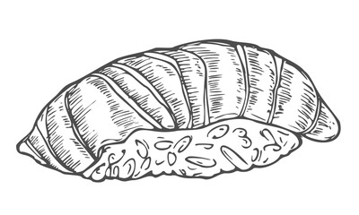 Drawing of nigiri sushi - hand sketch of food