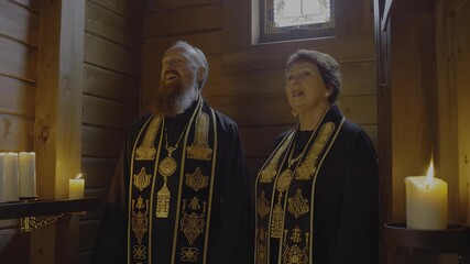 Two people singing in church - Powered by Adobe