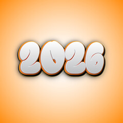 Stylized 2026 numbers with a soft orange gradient background