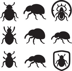 Weevil Silhouette Icon Set.eps