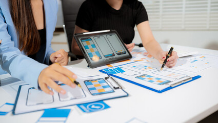 Development programmer team woman working in website a software and coding technology.