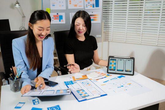 Development programmer team woman working in website a software and coding technology.