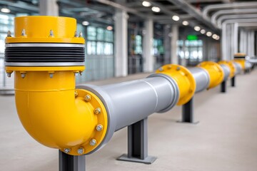 Industrial gas pipeline in a modern factory