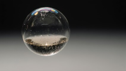 Clear Glass Sphere with Reflected Landscape on a Gradient Background.
