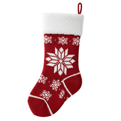 Christmas stocking with snowflake pattern, isolated