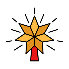 Tree Topper Flat Colored Icon for Christmas Decoration Themes