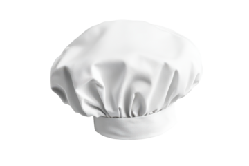 Traditional white chef hat isolated on transparent background. White chef's cap isolated on white background.