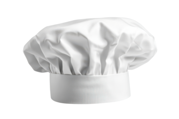 Traditional white chef hat isolated on transparent background. White chef's cap isolated on white background.