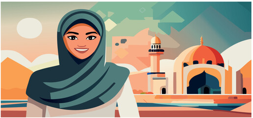 vector muslim woman for background