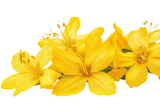 Cluster of bright yellow flowers isolated on transparent background. Close Up shot yellow flowers isolated on white background. - Powered by Adobe