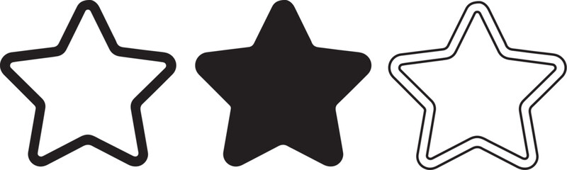 Star Flat Icon with Outline and Rounded Edges &ndash; Isolated Vector Illustration