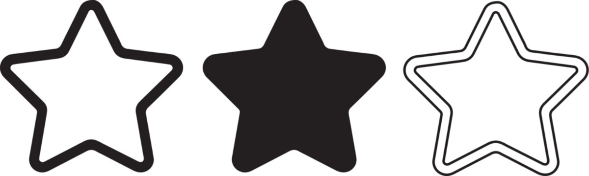 Star Flat Icon with Outline and Rounded Edges &ndash; Isolated Vector Illustration