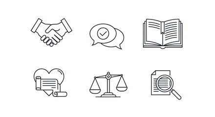 Legal and Justice Line Icons Set